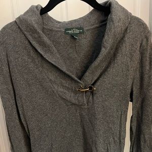 LRL Lauren Jeans Co. Long Sleeved Buckle Detail Grey Shirt Size Medium